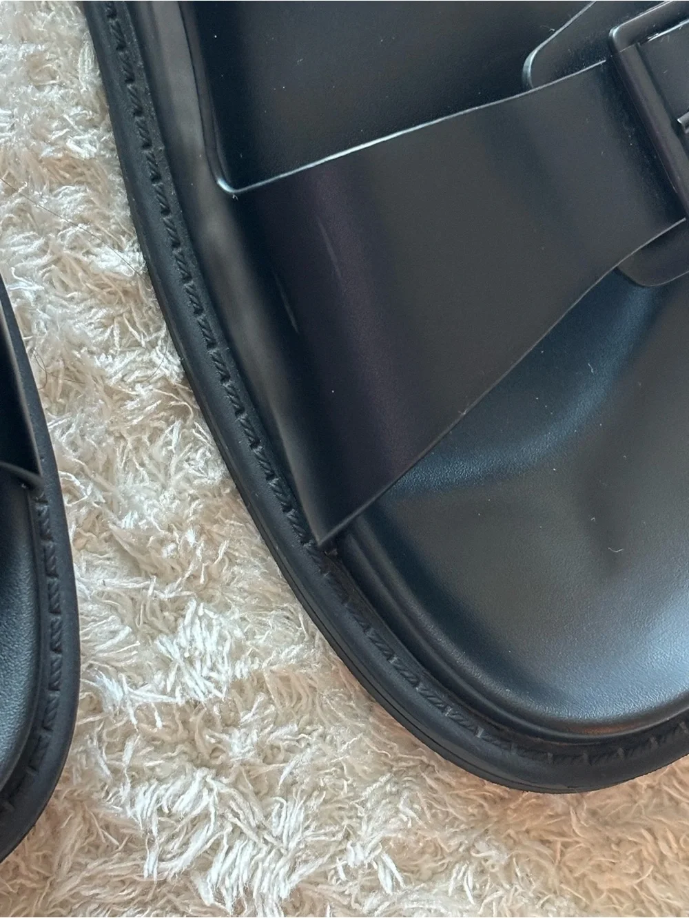 Zara Men's Black Double-Buckle Slide Sandals